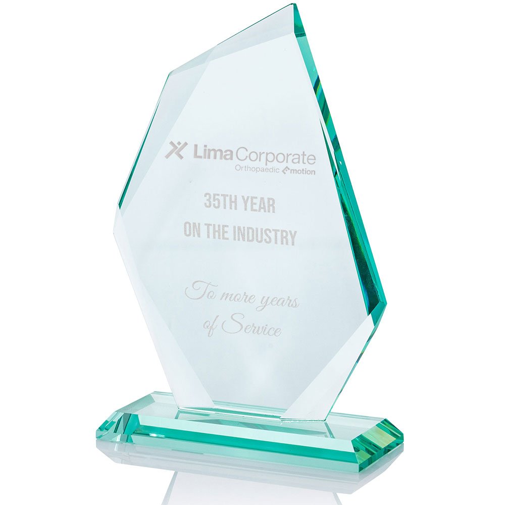 Personalised Iceberg Outstanding Contribution Jade Glass Trophy/Award