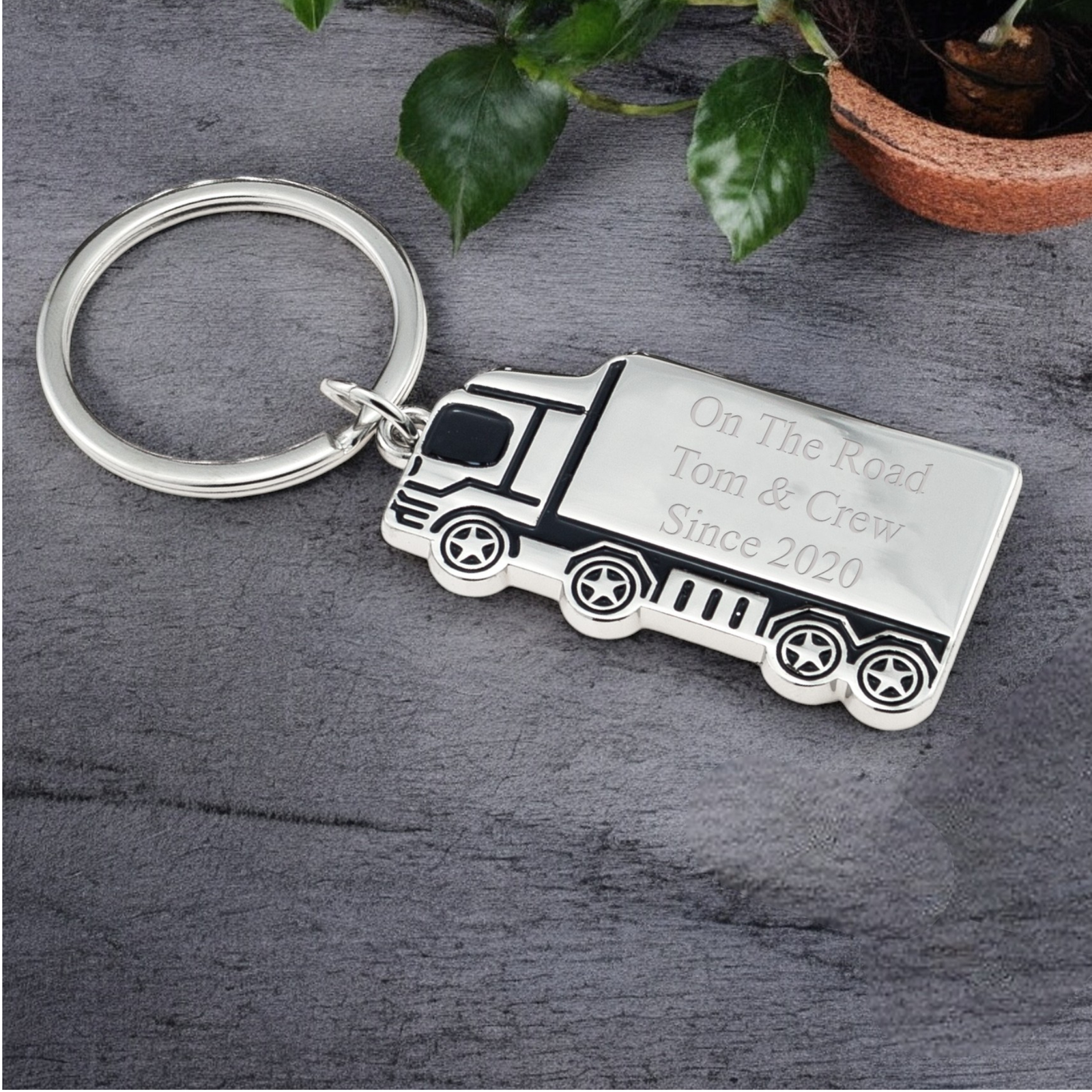 EIO Gifts Personalised Chrome Truck/Trucker Keyring